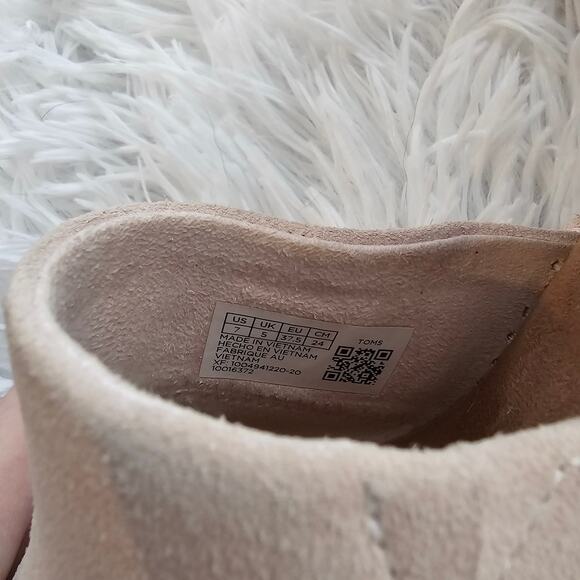 TOMS Marisol Beige Suede Strappy Wedge Espadrille Sandals Size 7 - Picture 4 of 6